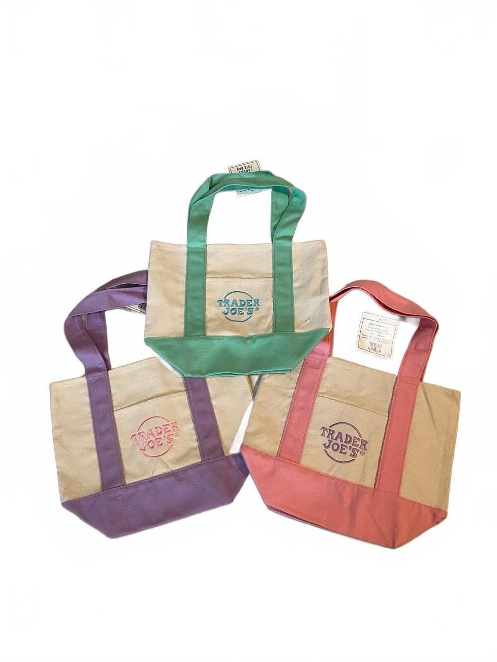 Trader Joe’s pastel canvas tote bags